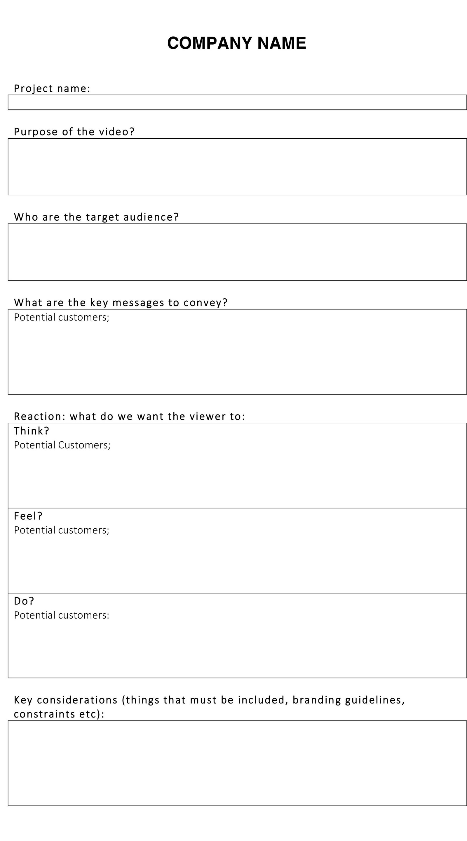 Microsoft Word Video Brief Template doc Beast