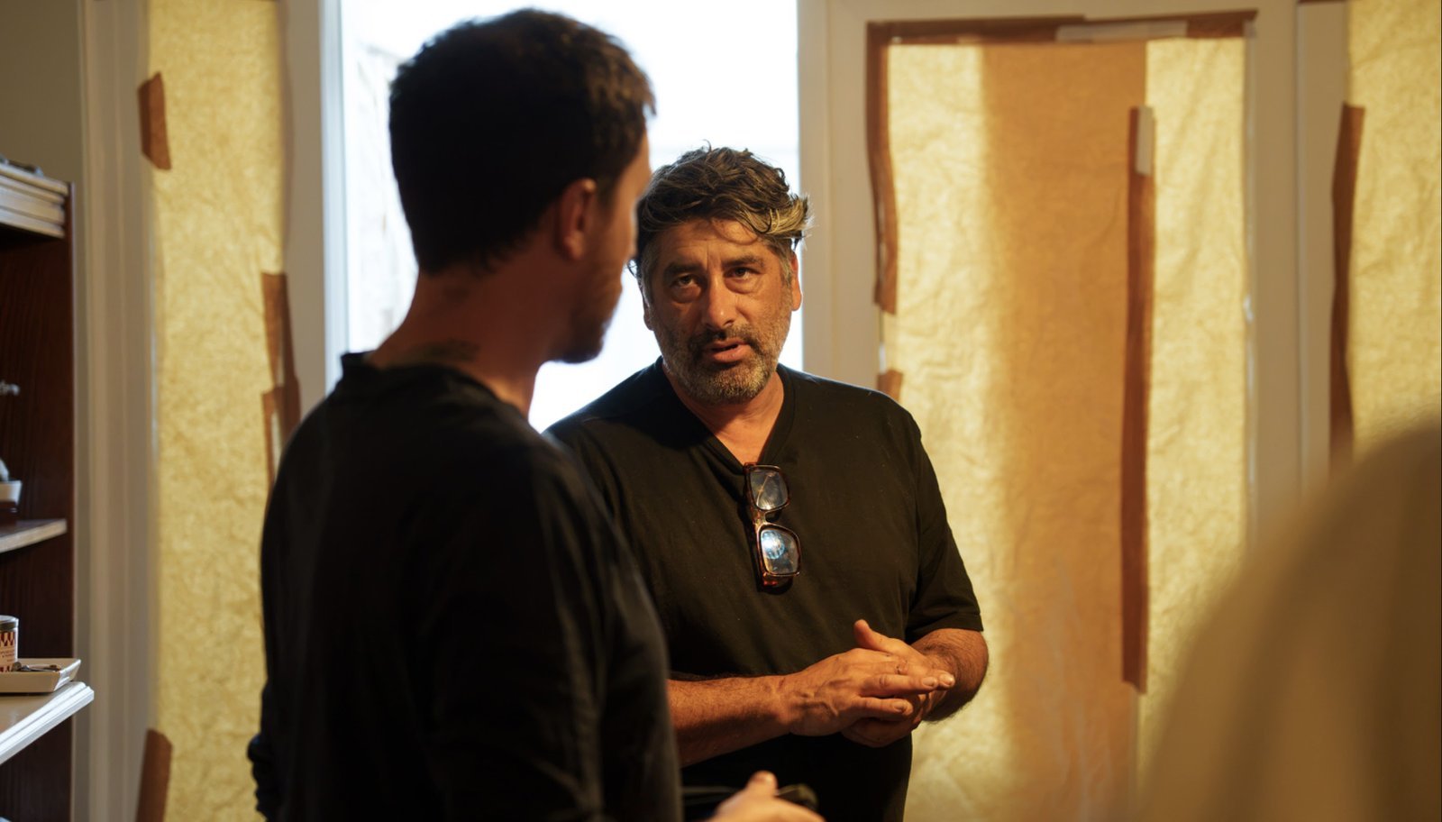 Lawrence Jacomelli and Andrew Butler on the set of Don't See Me