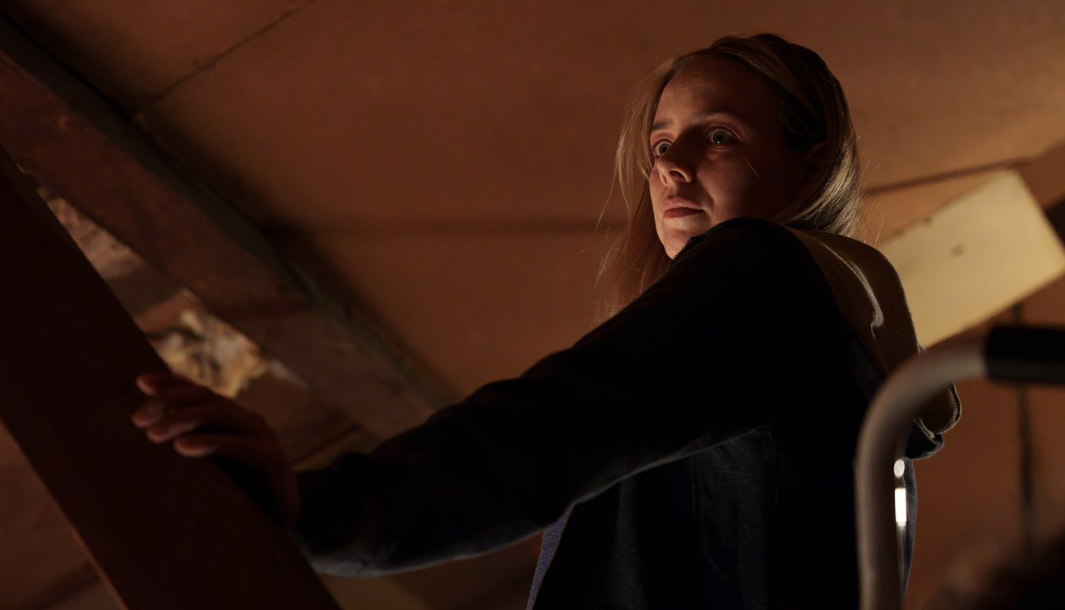 Crew working within the confined attic space on Don't See Me